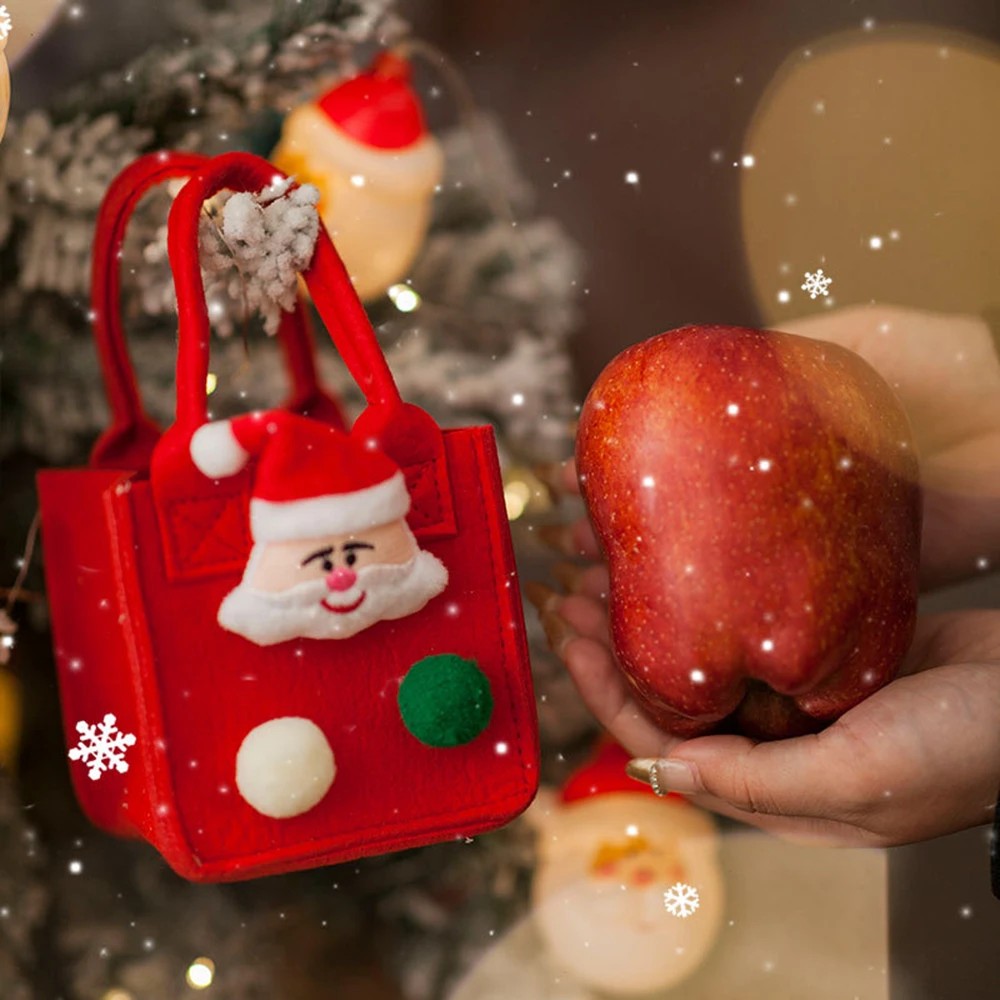 Christmas Gift Bags Candy Snack Felt Bag Santa Claus Cartoon Children Gift Xmas Tree Ornaments New Year Home Decoration Supplies