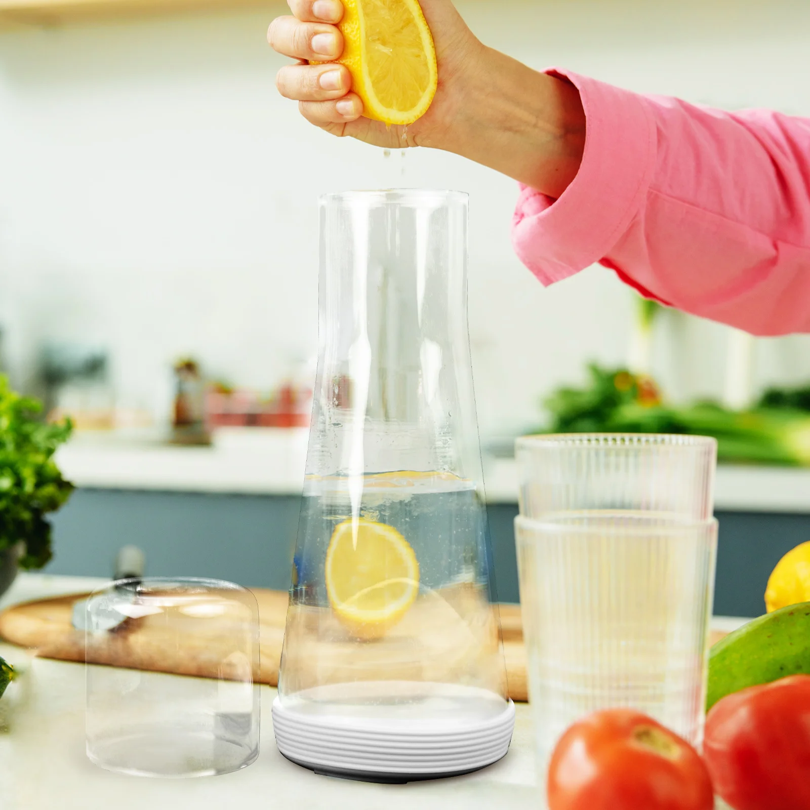 

1 комплект, стеклянный чайник, прозрачный, элегантный, простой дизайн, бытовой прикроватный графин, стеклянный графин для спальни, аксессуар для дома