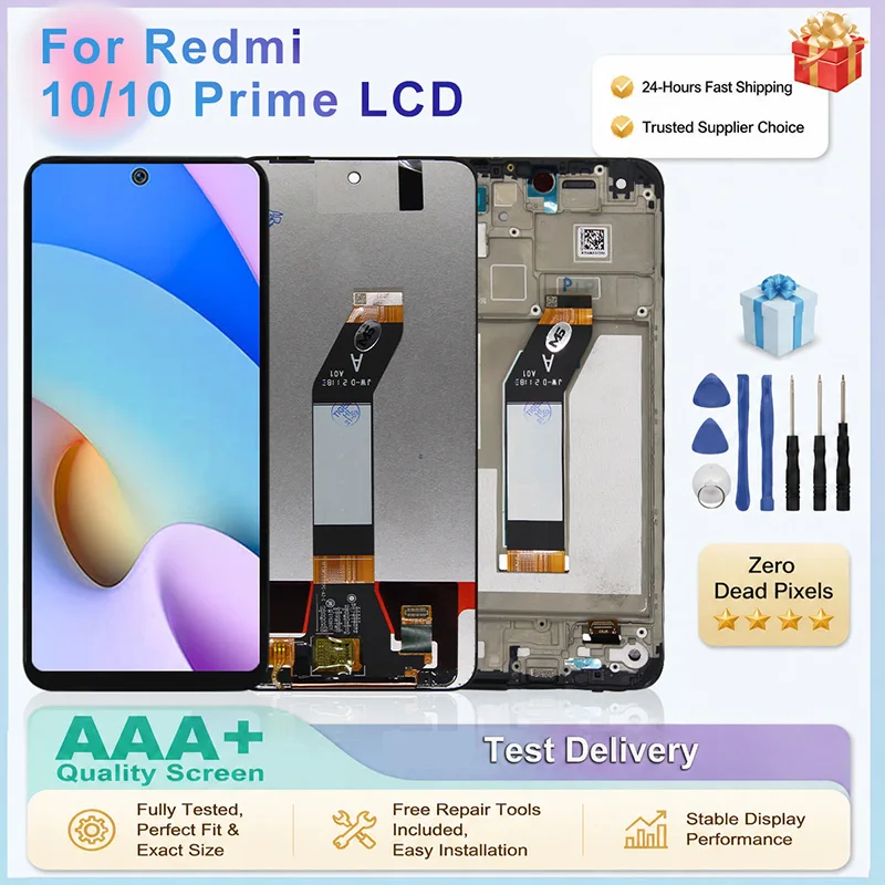 AAA+ 6.5" Screen For Xiaomi Redmi 10 4G Display 21061119AG Digital 3D Touch Screen With Frame For Redmi 10 LCD Replacement Parts