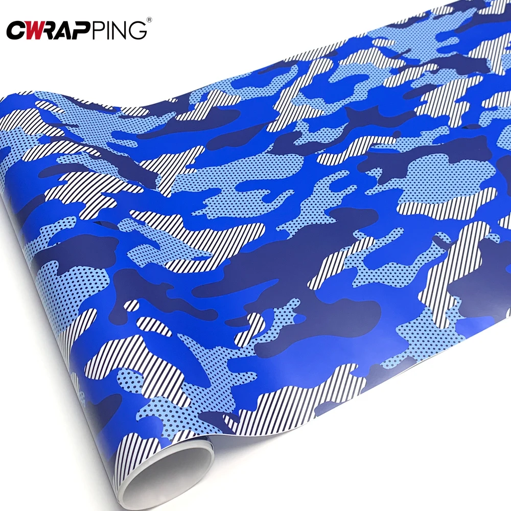 Selbstklebende Folie Camo Car Wrap Body Covering Jeep Vinylpapier für Auto Tuning Zubehör Auto Off-Road Blaue wasserdichte Farbe