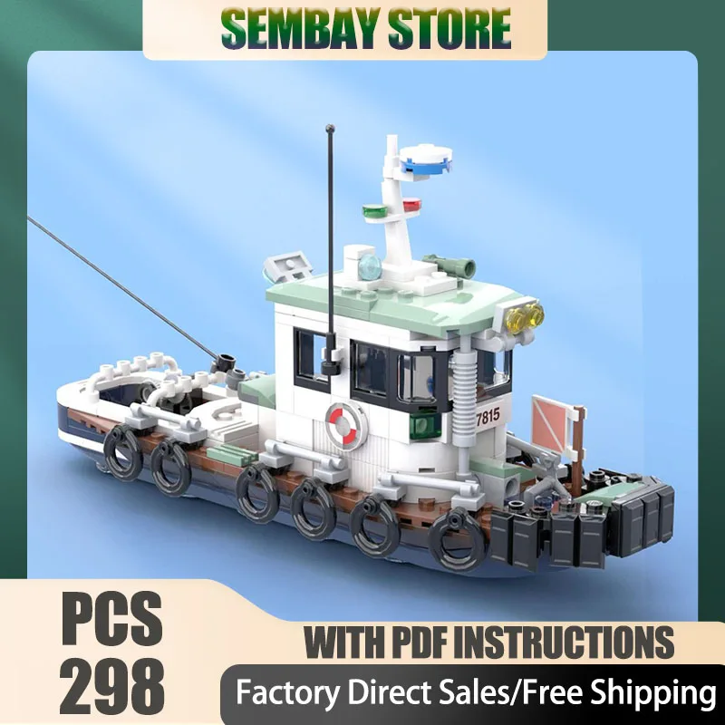 

Moc Building Bricks Modular Harbor Tugboat (Ship No. 3) Model Technology Blocks Christmas DIY Toy Construction Holiday Gifts