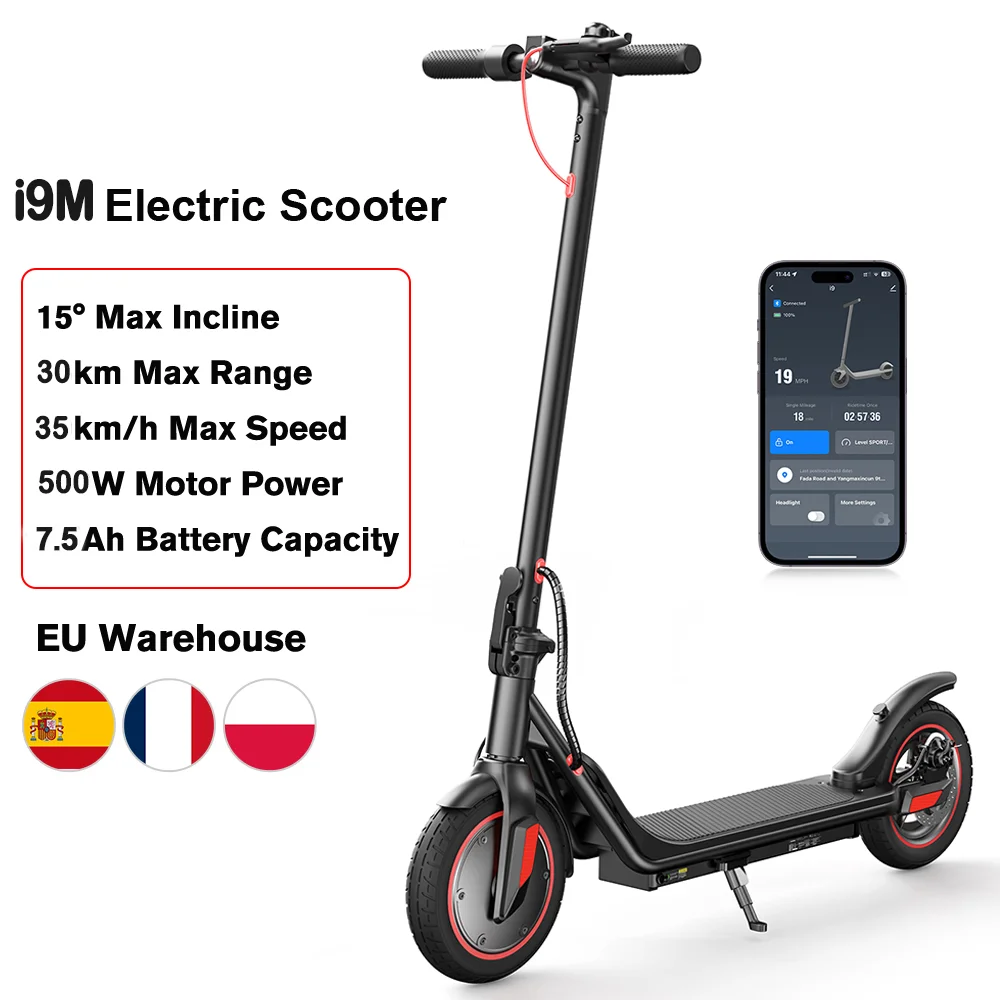 I9m Elektrische opvouwbare scooter 7.5ah 500w Power Scooter 35 km/u Max. snelheid 30km Elektrische step 10 inch luchtband e-Scooter APP