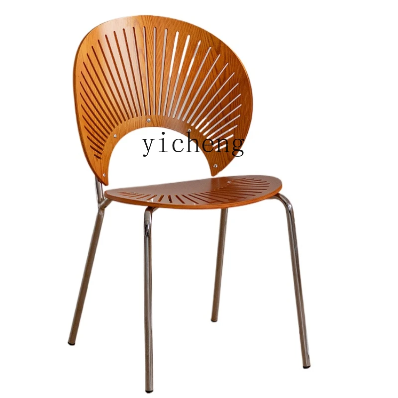 

ZC Household Solid Wood Dining Chair Retro Sun Chair Leisure Ins Style Backrest Simple Dining Room Chair