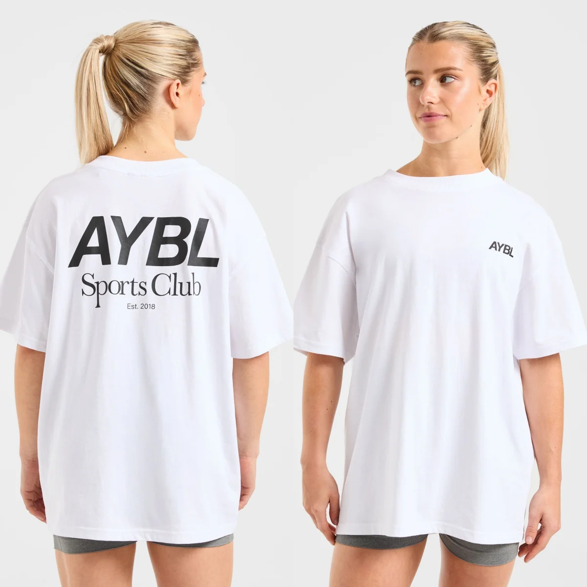Klassisches Weißes Sportclub Oversized GYM Fitness Sport Marken-Grafik-T-Shirt aus Baumwolle für Herren und Damen, Lockeres Workout-Oberteil – Detail 9