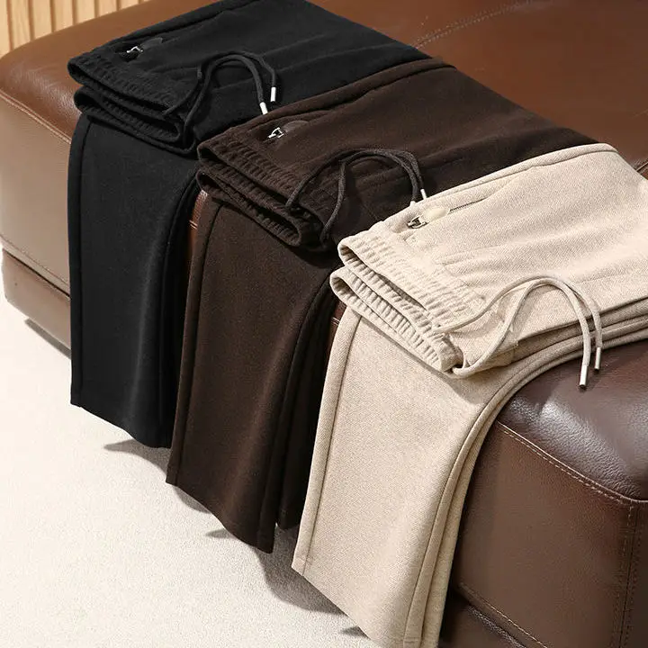 

Мужские повседневные брюки из ацетатной шерсти класса люкс с твидовым узором, прямой крой, ткань для костюмов, средняя посадка, эластичные, повседневные