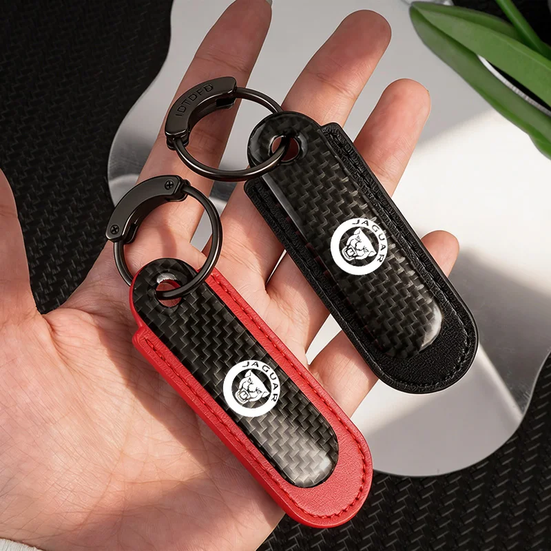 Carbon Fibre Keychain Creative Car Keyring Decorative Accessories For Jaguar XE XF XJ F-Pace X-Type S-Type F-Type Accessories view 2
