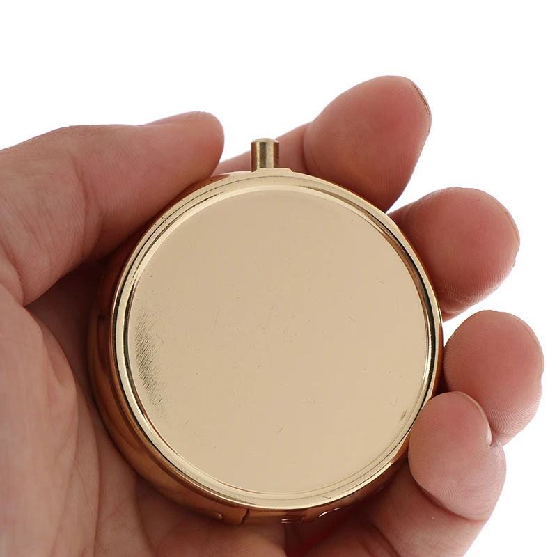 1PCS Gold Metal Round Pill boxes Medicine Organizer Container Medicine Case Pill Candy Box