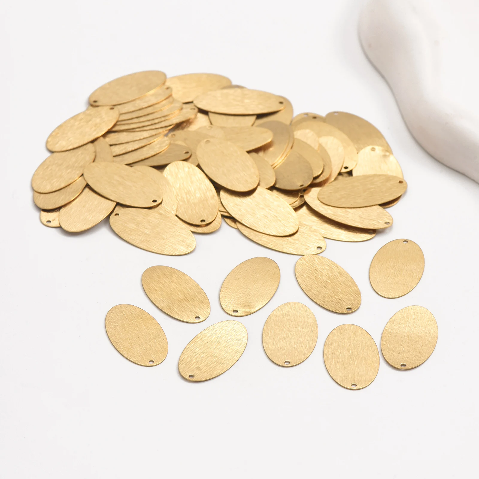 20pcs original brass brushed geometric single hole elliptical pieces for DIY fashion necklaces and earrings