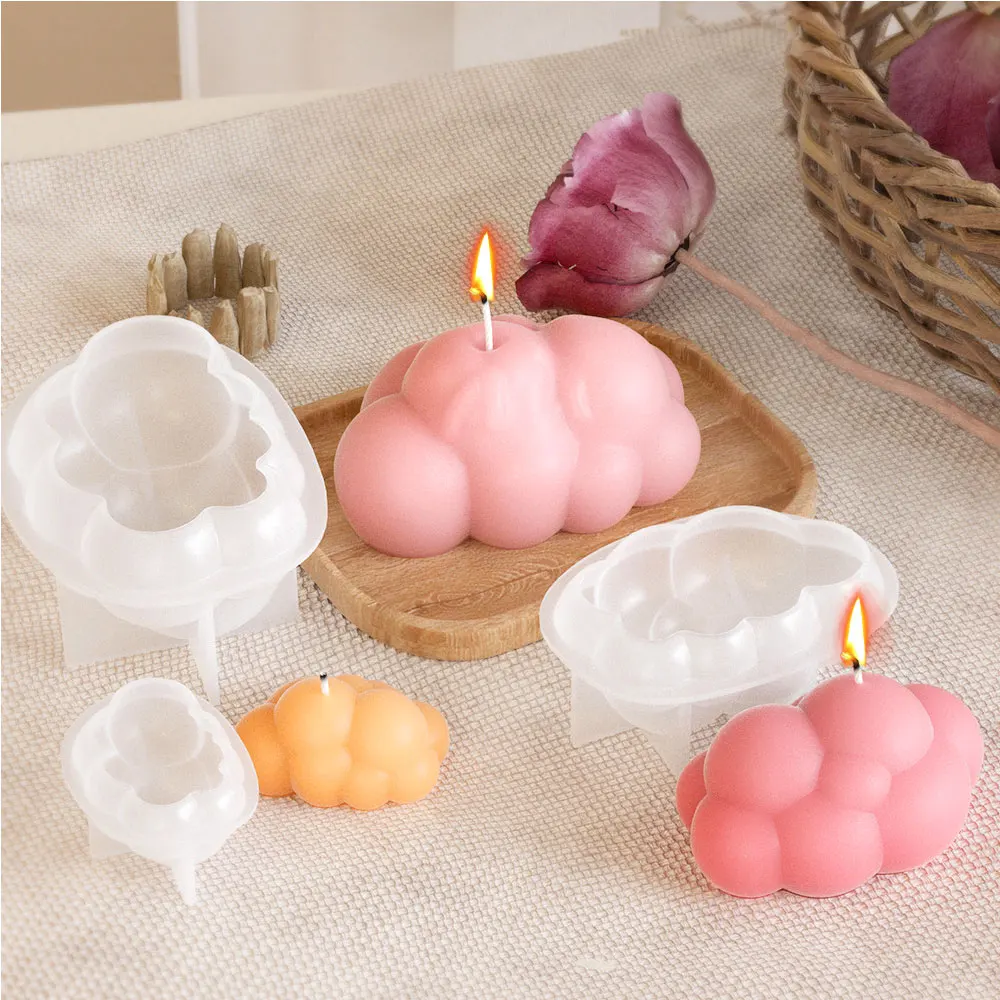 Multi Größe Cartoon Wolke Kerze machen Set 3d Zuckerwatte handgemachte Seife Harz Silikon form Tropf kleber Geburtstag Schokolade Geschenke