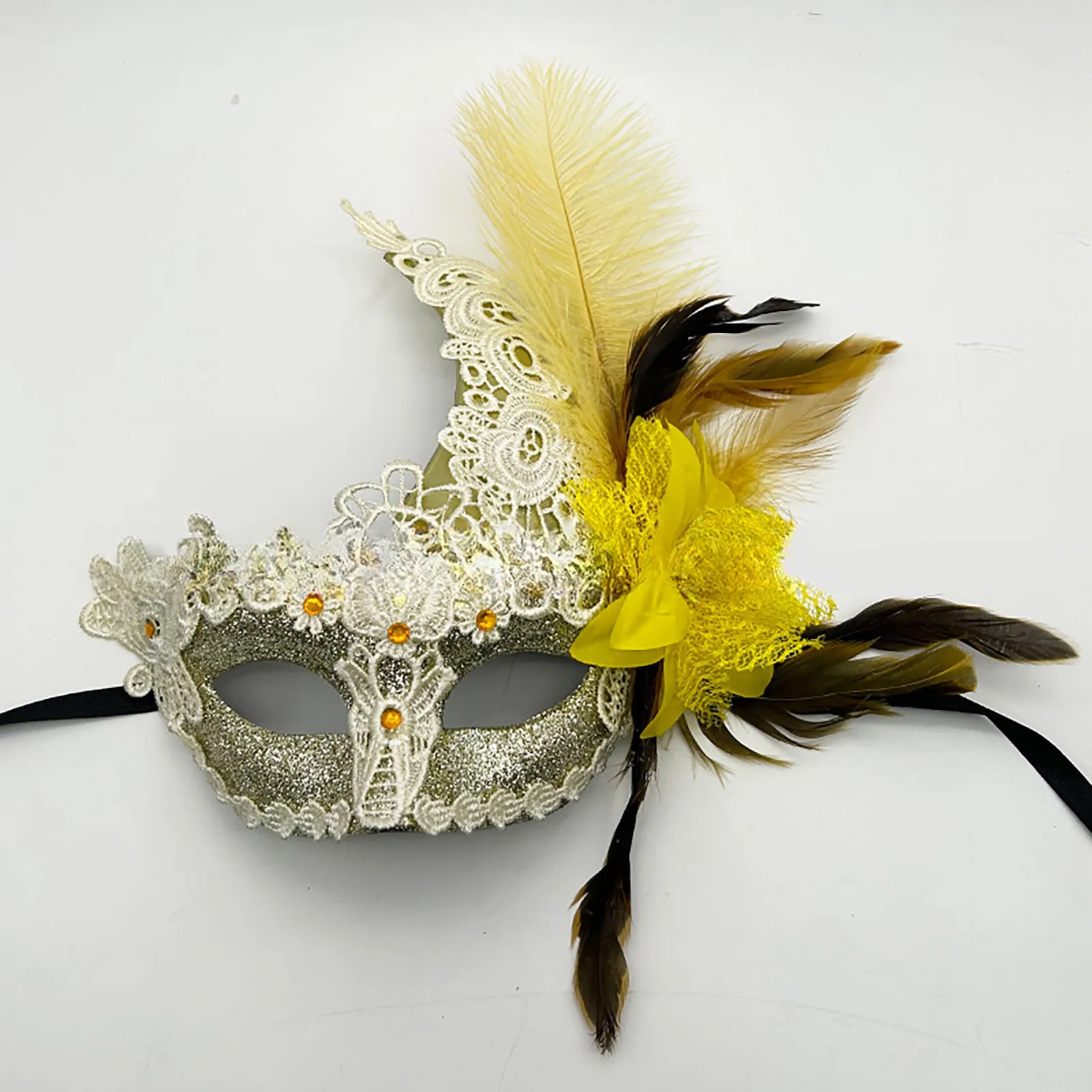 

Venice Adult Masquerade Princess Mask Women Luxury Peacock Feathers Half Face Mask Party Performance Carnival Cosplay Costume