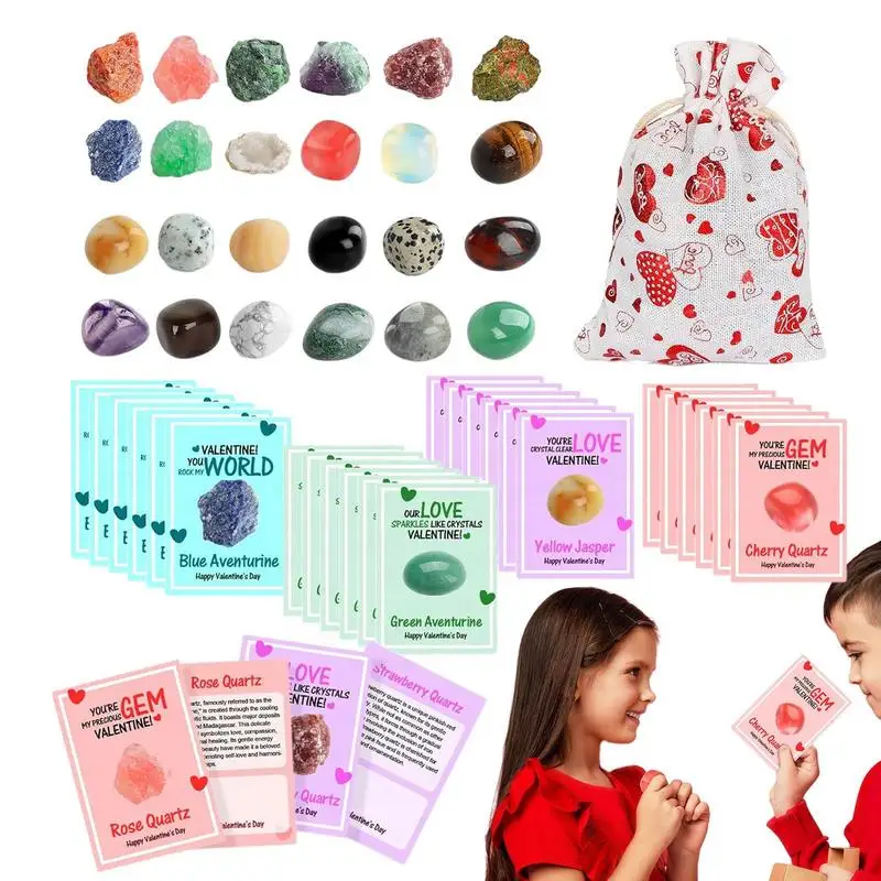 Kids Valentines Day Cards Natural Stone Greeting Cards For Kids Exchange Crystal Card Valentine Day For Kids Exchange Card Funny