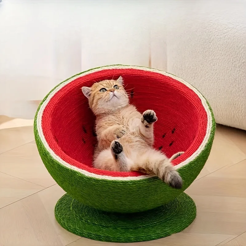 

Watermelon Pattern Imitation Hemp Cat Scratching Sofa,Durable Sisal Cat Scratch Sand Leisure Nest,Four Seasons Paw Care for Cats