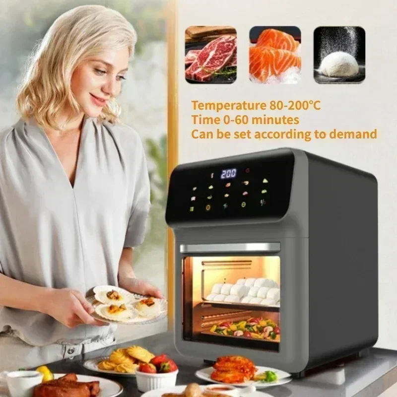 New Visual Air Fryer Household 220V 15L Large Capacity Air Fryer Oven Kitchen Appliance Freidoras De Aire