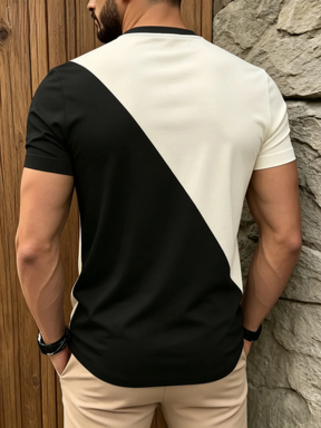 New men's short-sleeve T-shirt, loose-fitting and tailored with printed designs, versatile basic crew-neck top suitable for spri