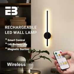 Wiederaufladbare Wandleuchte, 50 cm, kabellose LED-Lampe mit Fernbedienung, Schlafzimmer-Nachttischlampe, dimmbare moderne LED-Wandleuchte