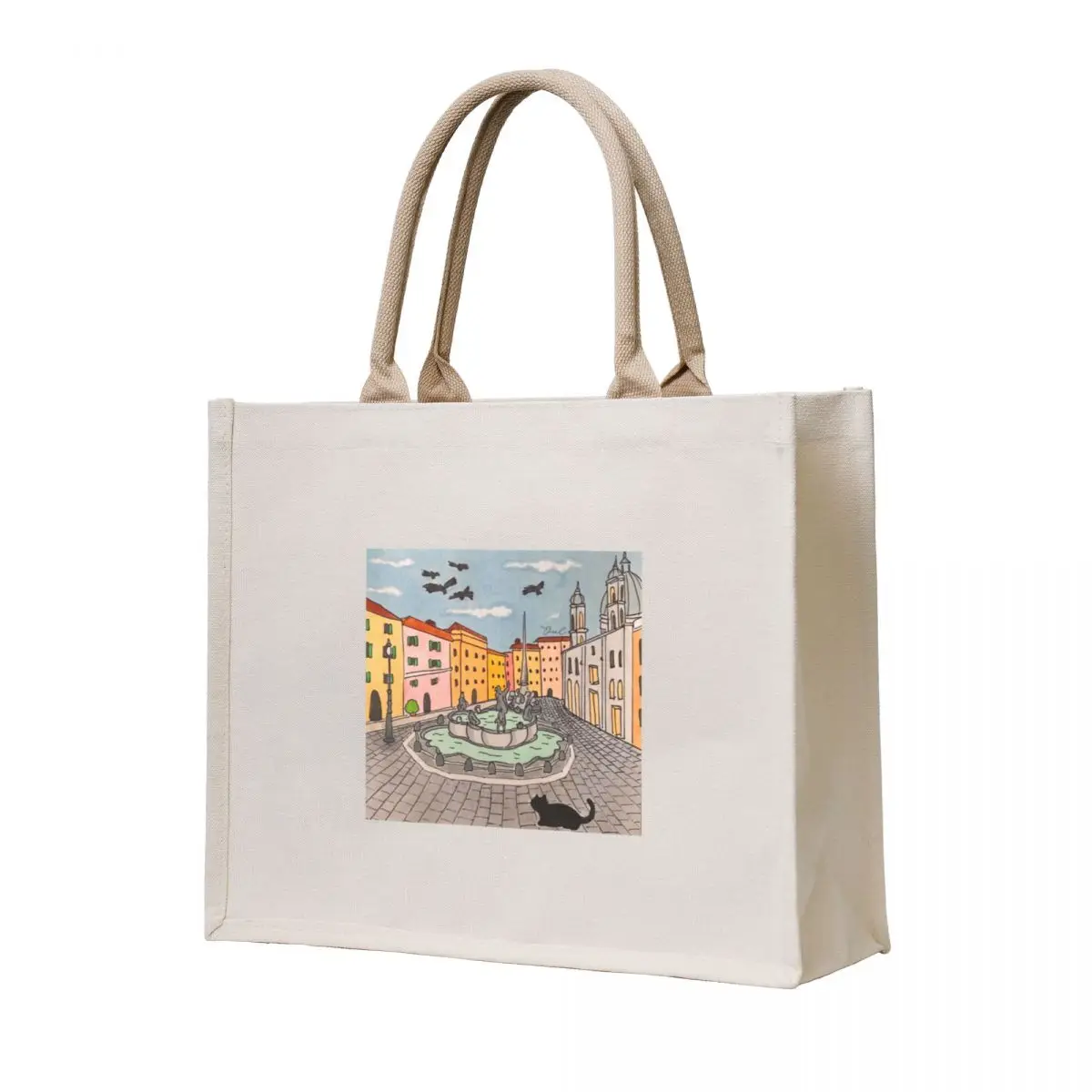 

Journal of a Cat in Rome - Piazza Navona Tote Bag personalized tote tote bag custom bags for women shoping bag