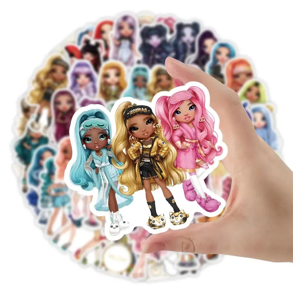 50 Uds. De muñecos de arcoíris bonitos de dibujos animados, pegatinas creativas de grafiti personalizadas, pegatinas impermeables para ordenador