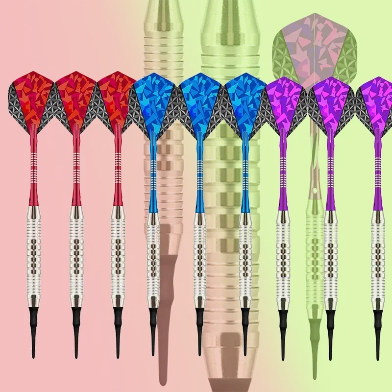 18g Soft Tipped Darts Professional Indoor Plastic Tip Darts Set for Electronic Dartboard Games4 colors red green blue purple