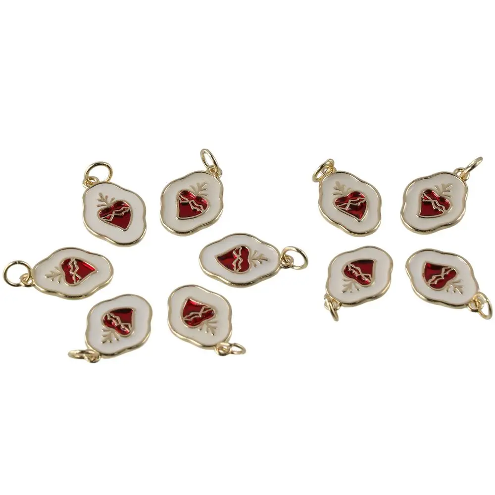 ヴィンテージエナメルハートチャーム,18K金メッキブレスレット,10個