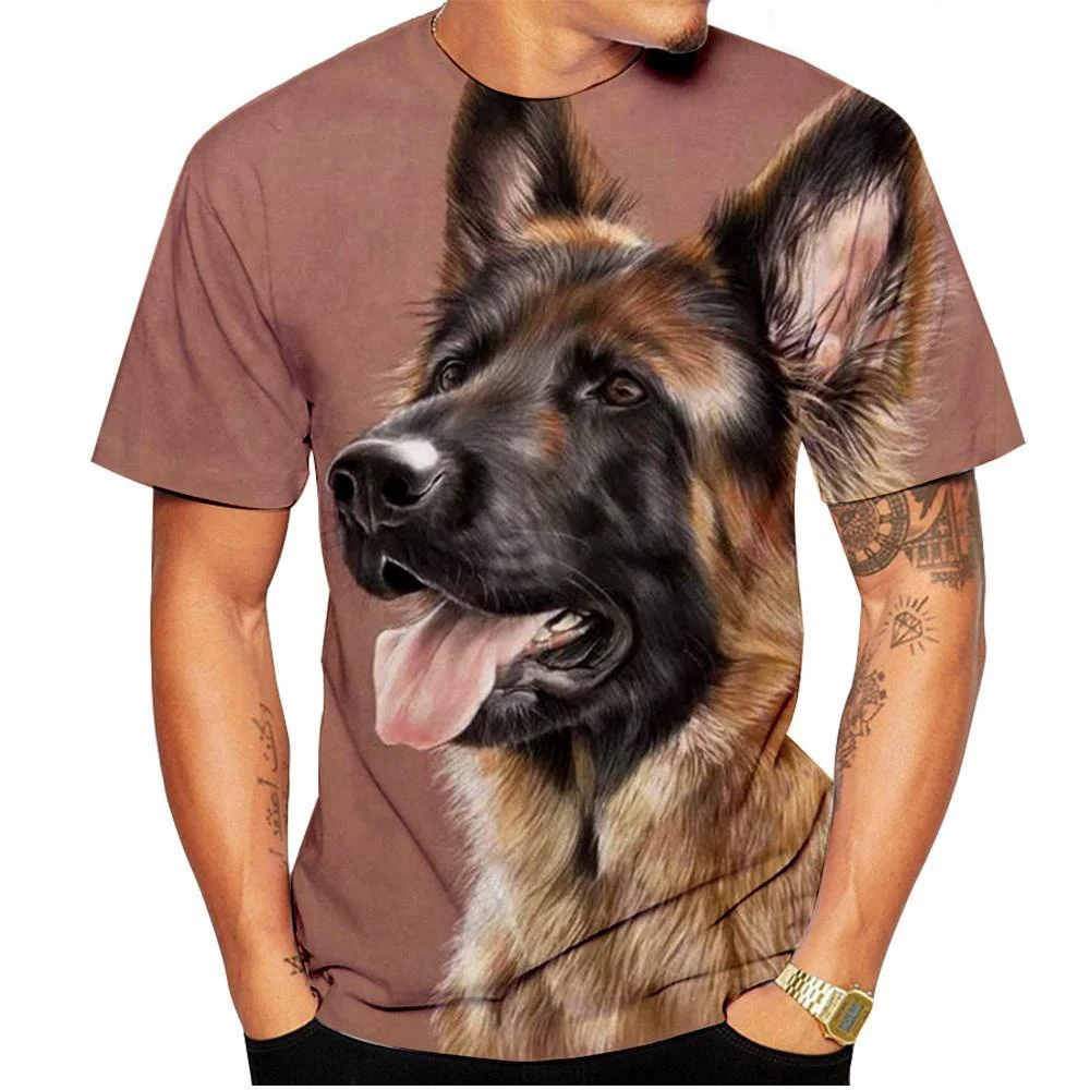 Fashion Funny Dog T Shirts Cute German Shepherd 3D Print Men Woman Streetwear T-Shirt Oversized Harajuku Kids Tops Tees Clothing