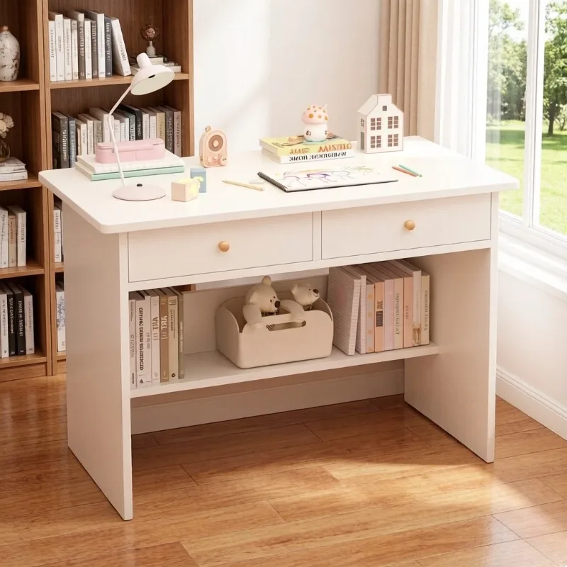 Escritorio y estantería integrados para estudiantes, mesa de estudio pequeña para dormitorio, escritorio sencillo para computadora y escritura.