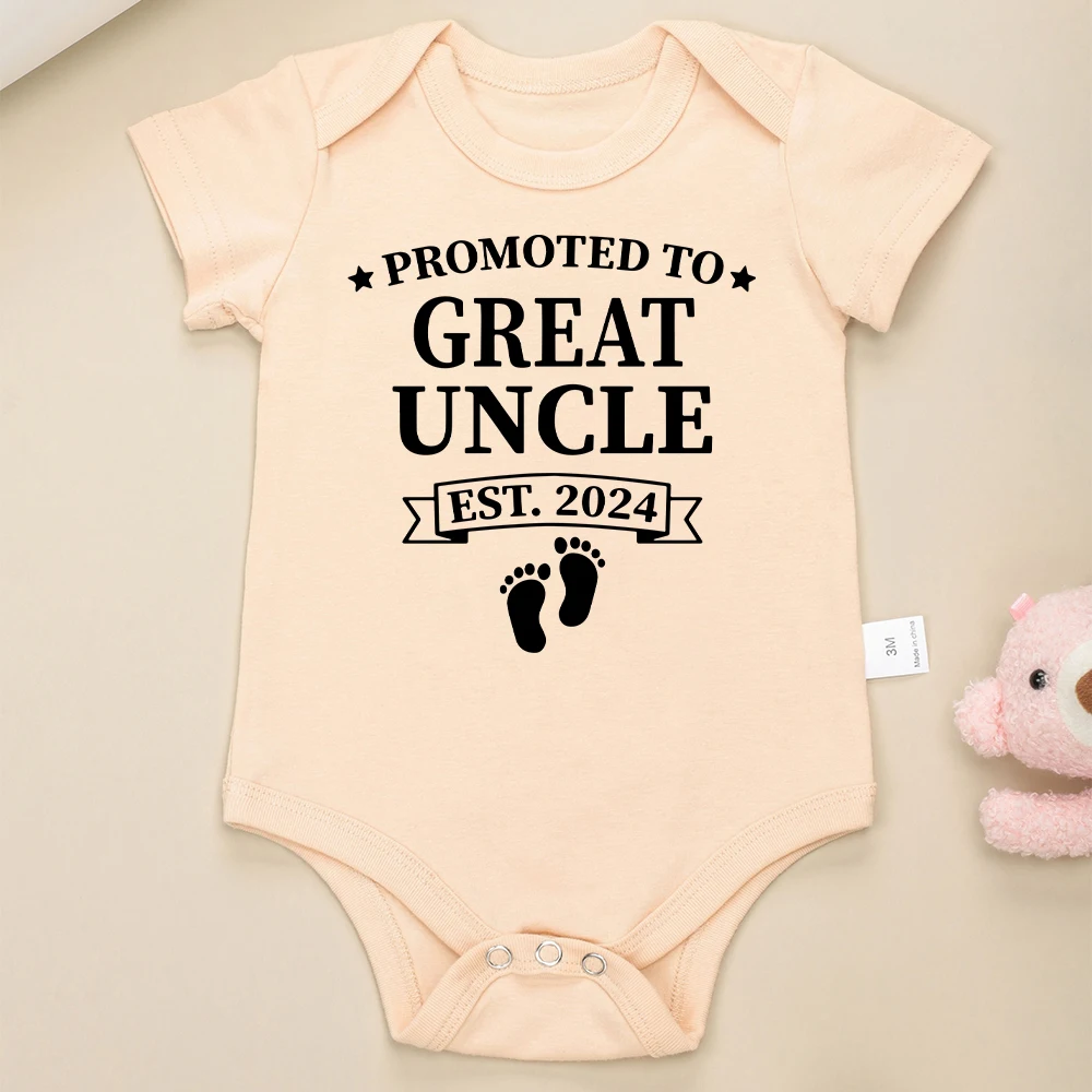 Promoted to Great Uncle EST 2024 Baby Onesie Pregnancy Announcement American Style Cotton Infant Clothes Aesthetic Harajuku