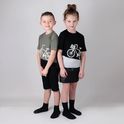 Boy and girl bike tee top kids t-shirt summer short sleeves and long sleeves clothing children clothes horizontal rib round neck