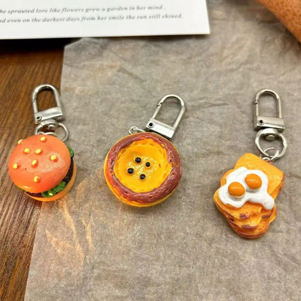 Cute Bag Pendant Simulation Food Keychain Car Keychains Toast Food Series Pendant Jewelry Accessories Bread Burger Keychain Gift