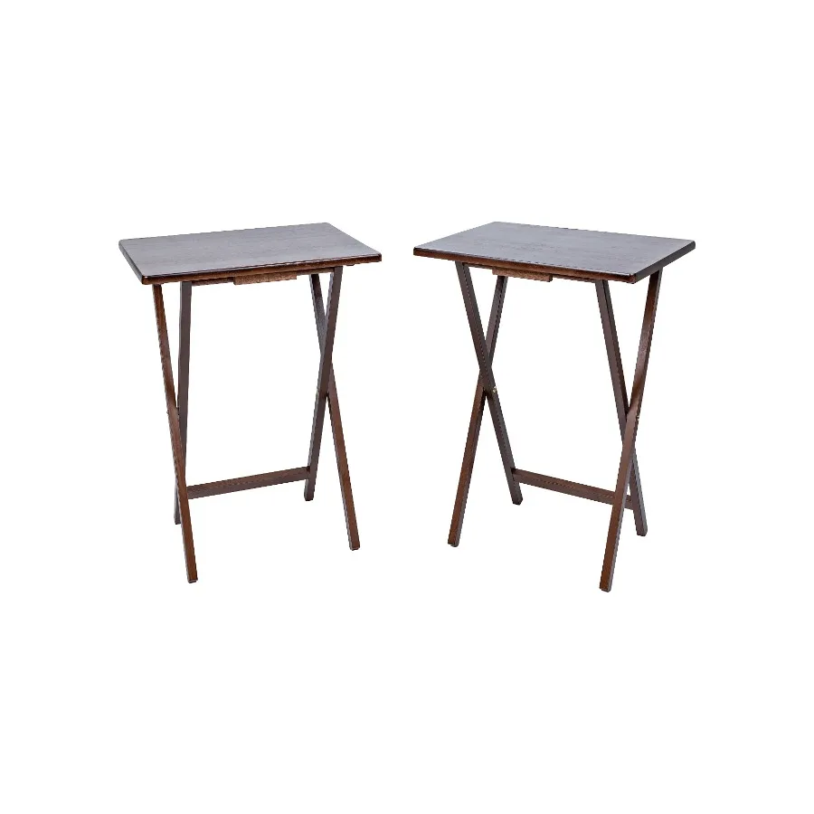 

Современный складной столик для дома, набор из 2 штук, отделка под орех, изготовлен из массива каучукового дерева, идеально подходит для использования в гостиной или спальне.