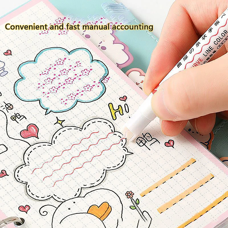 Funny Double Line Pattern Outline Marker Pen Hand Copy Account Multi-colored Curve Pen Quick Dry Mark Notes Painting Highlighter