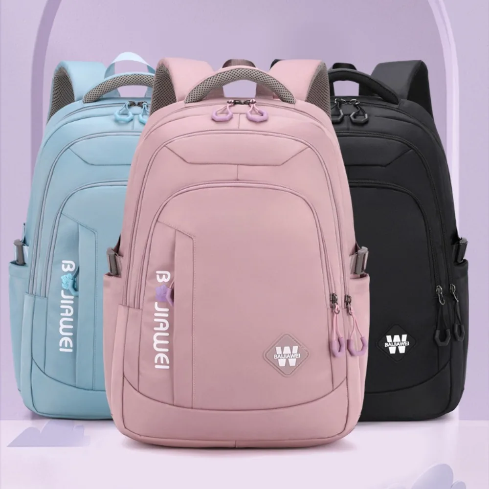 

Portable Dacron Schoolbag Soft High-capacity Waterproof Backpack Solid Color Backpack