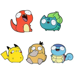 Anime Enamel Pin Funny Cartoon Figure Pikachu Squirtle Psyduck Metal Badge Brooch Jacket Jeans Lapel Pin Toy Accessories
