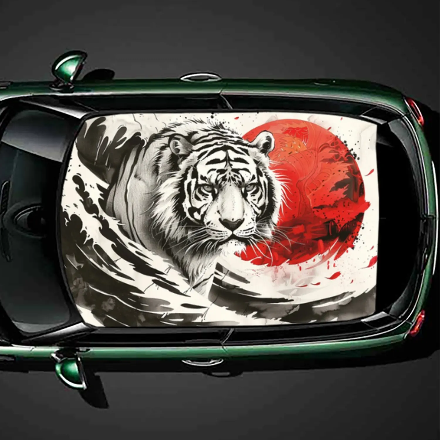 

Fierce and domineering ink tiger car roof vinyl wraps decal,self-adhesive waterproof car exterior personalized accessory,decorat