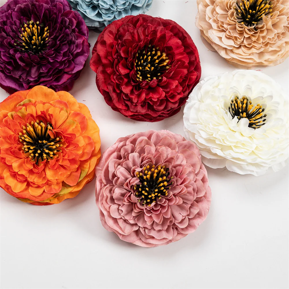 Batch 10pcs 9cm Retro Gerbera Artificial Silk Rose Flower Head Home Wedding Decora Christmas Craft Supplies Fake Flowers