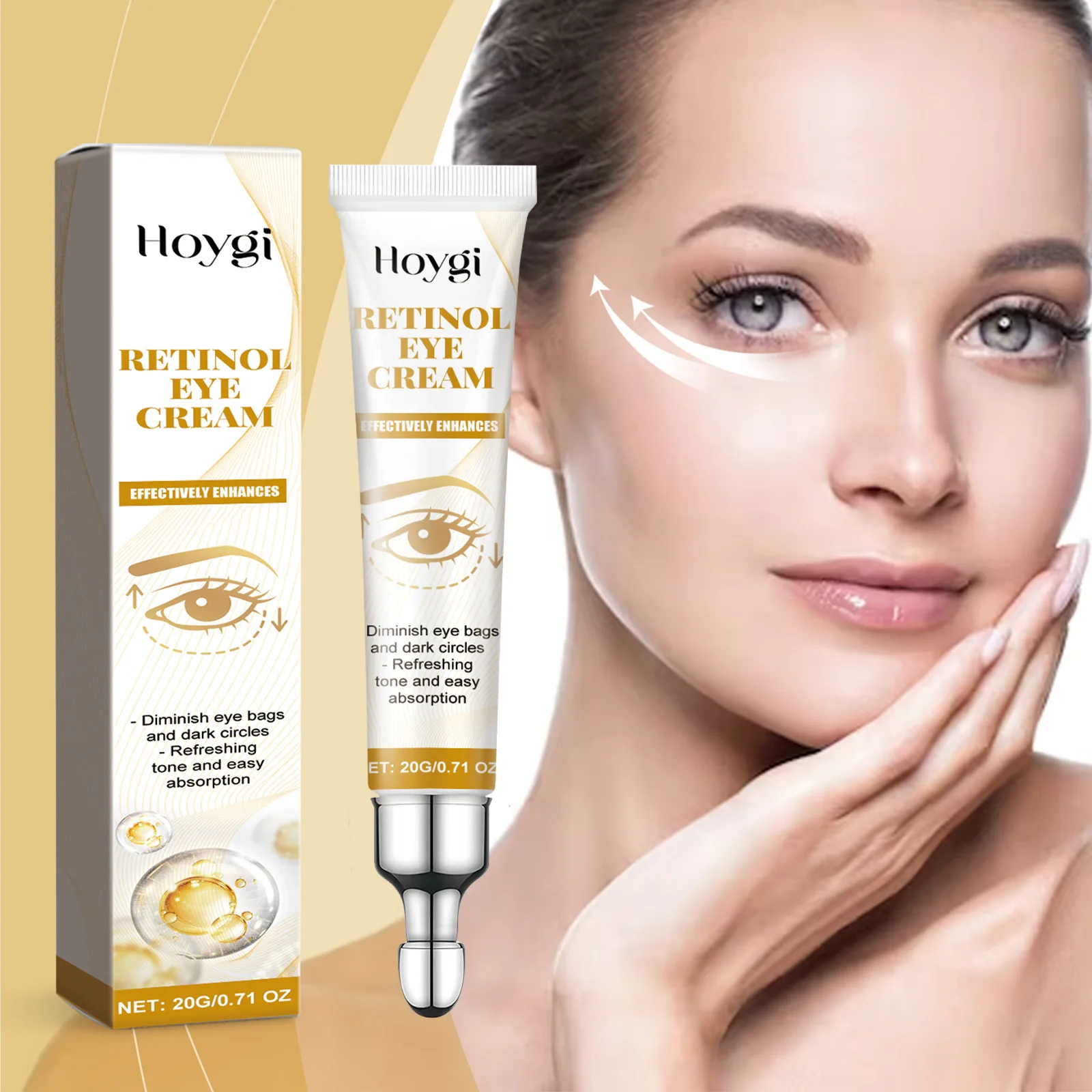 Crème hydratante pour les yeux au rétinol, éclaircissante et douce, soin de la peau autour des yeux, élimine les cernes sous les yeux