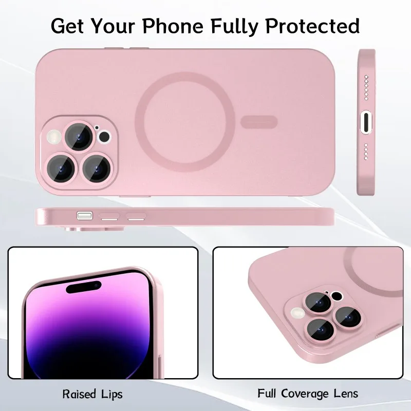 Per custodia Magsafe per iPhone 15 14 13 12 11 Pro Max Plus ricarica Wireless magnetica protezione completa dell\'obiettivo Cover morbida funda