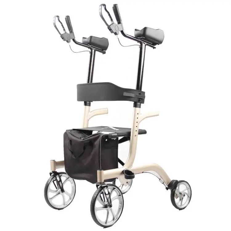 rollator walker with seat, folding walker shopping cart for adults seniors elderly,upright walker with foldable