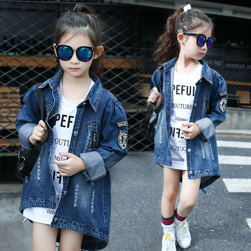 New Arrival 2023 Autumn Baby Girls Denim Jacket Girls Sequined letters pattern Denim Outerwear Jacket Coat Child Casual Jacket