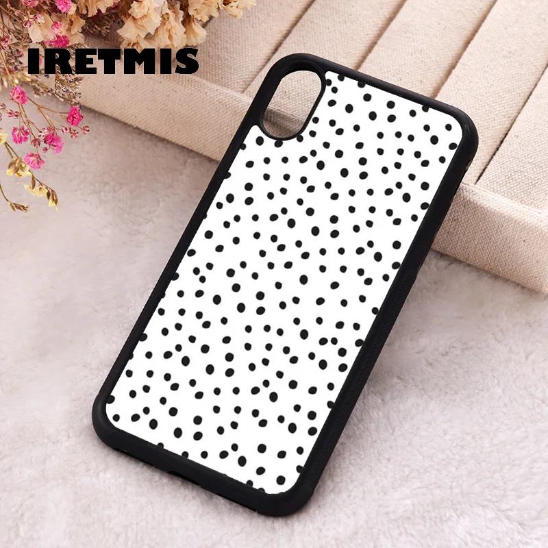 Iretmis 5 5S SE 2020 Phone Cover Case for iPhone 6 6S 7 8 Plus X Xs XR 11 12 13 MINI 14 Pro Max Rubber Silicone Polka Dots