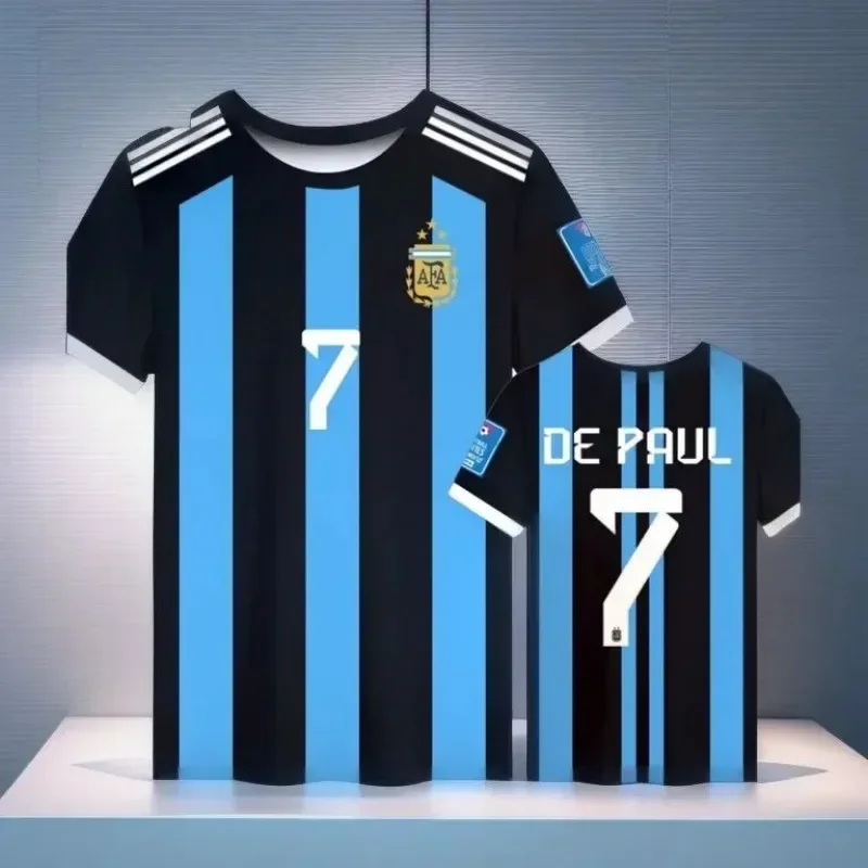 

2025 Summer New Argentine-style Football Jersey Breathable and Quick-drying Sporty Casual Men's T-shirt Shopping Sports