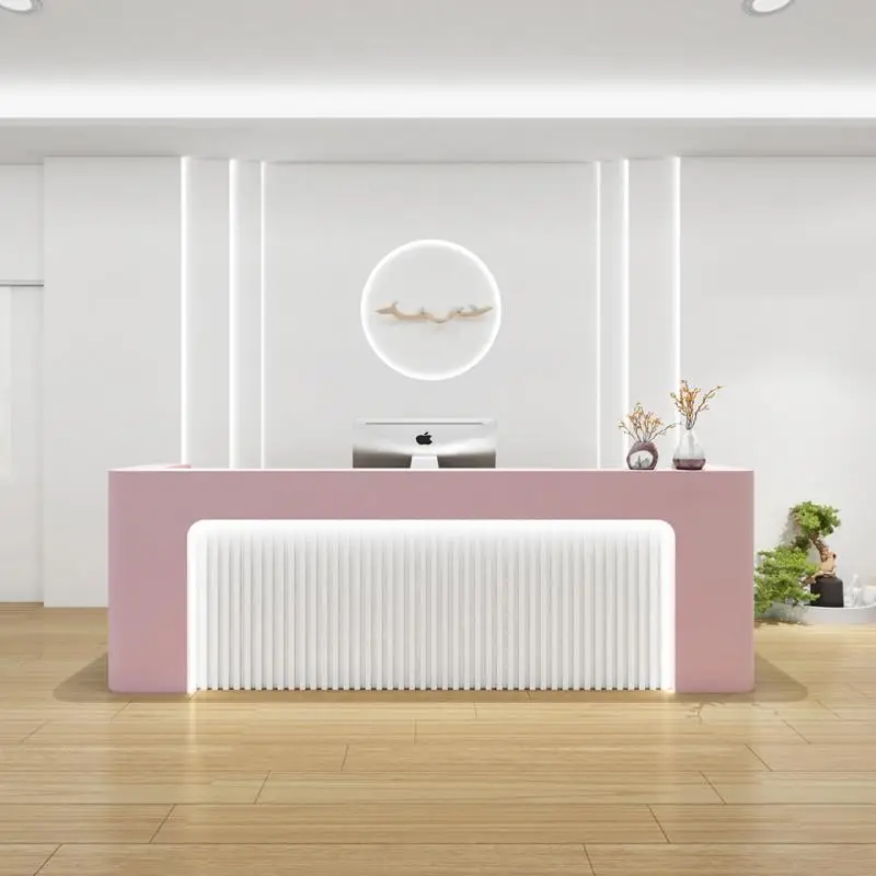 

Pink Muebles Reception Desks Luxury Store Customer Counter Reception Desks Service Design Recepciones Para Negocio Furniture