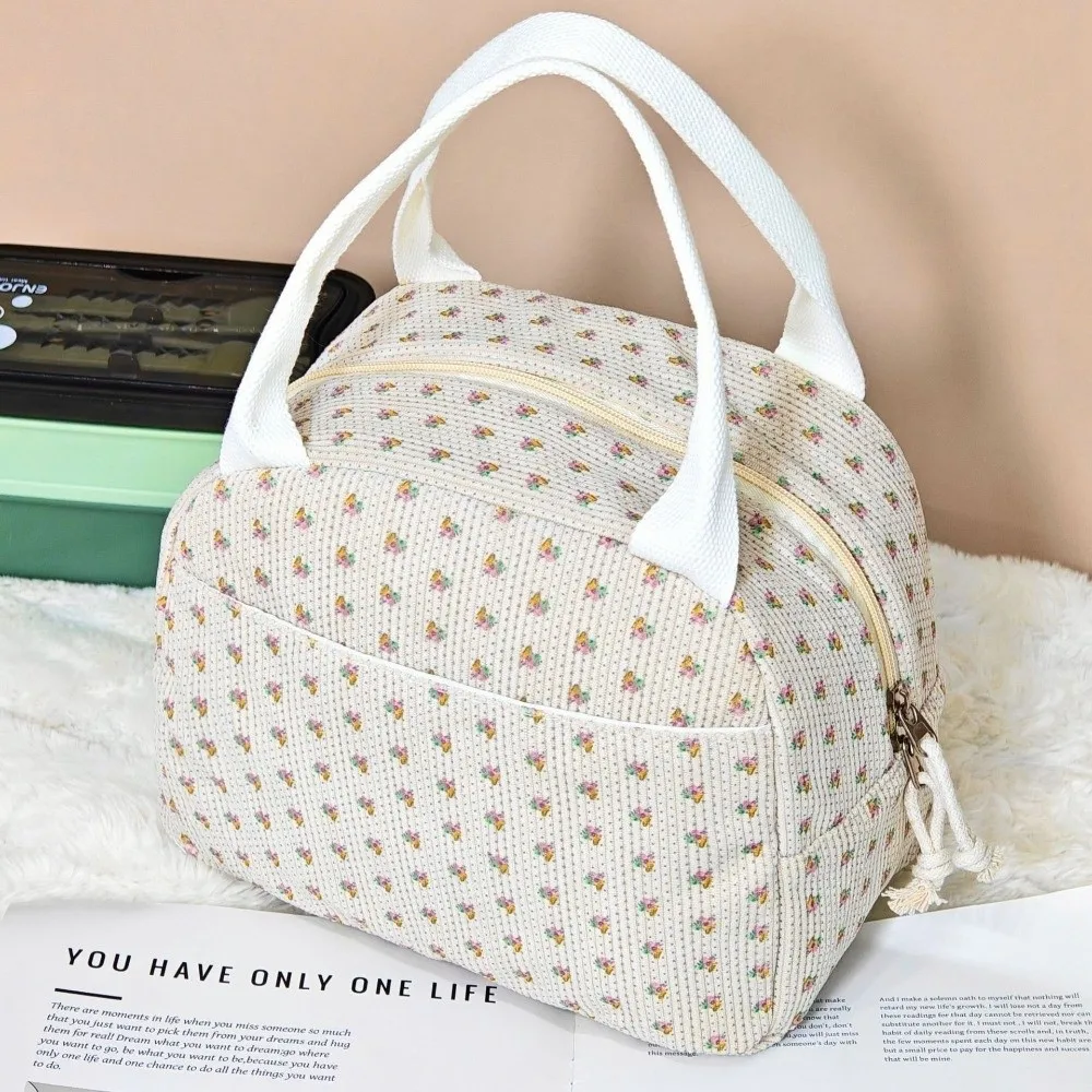 Floral Print Insulated Lunch Bag Aluminum Foil Liner Insulated Lunch Tote Bag Reusable Quilted Large Capacity Lunch Bag