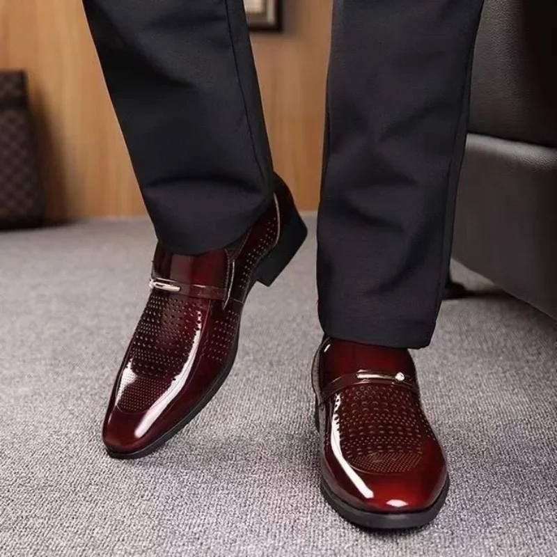 Pointed Toe Social Shoe for Men Patent Leather Dress Shoes Man Breathable  In Summer Bright Upper Suit 2025 Style Casual Business - AliExpress 322
