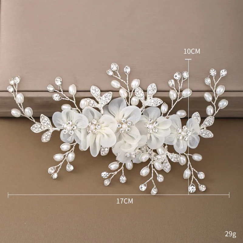 Elegant Engagement Hair Accessories Big Yarn White Flowers And Pearl Decorated Style Hair And Headdress This Hair Comb Can Be