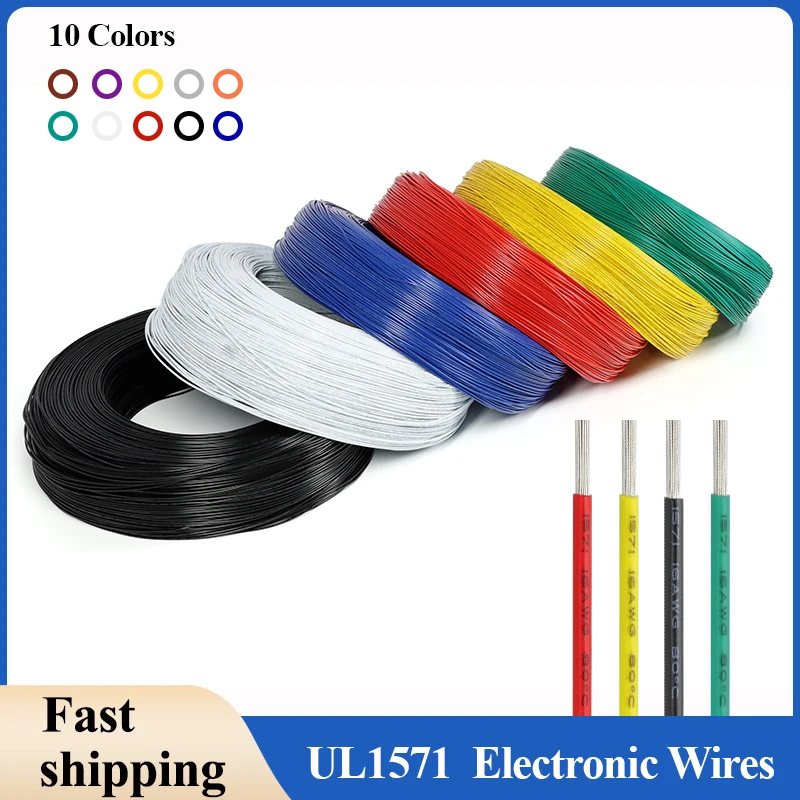 10/50M UL1571  Electronic Wire 32 30 28 26 24 22 20 18 16 AWG PVC Insulated Tinned Copper Wires Environmental DIY Cord LED Line