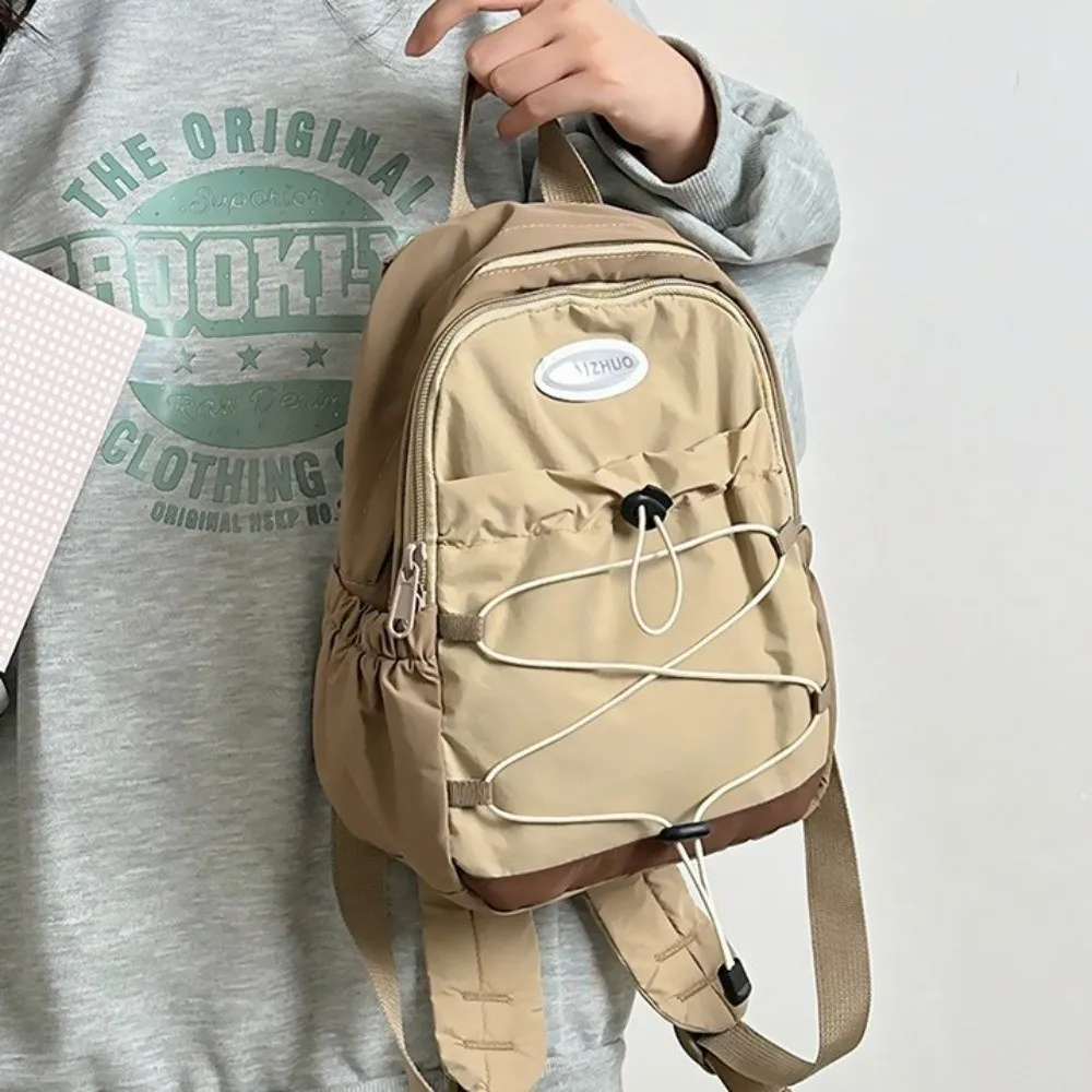 Fashion Japanese Style Lightweight Backpack Solid Color Leisure Nylon Shoulder Bags College Versatile Student Schoolbag Unisex