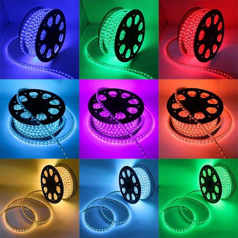 

1-100 м 220 В RGB светодиодная лента с дистанционным управлением RGB лента с регулируемой яркостью гибкая лента водонепроницаемая для наружного освещения украшения