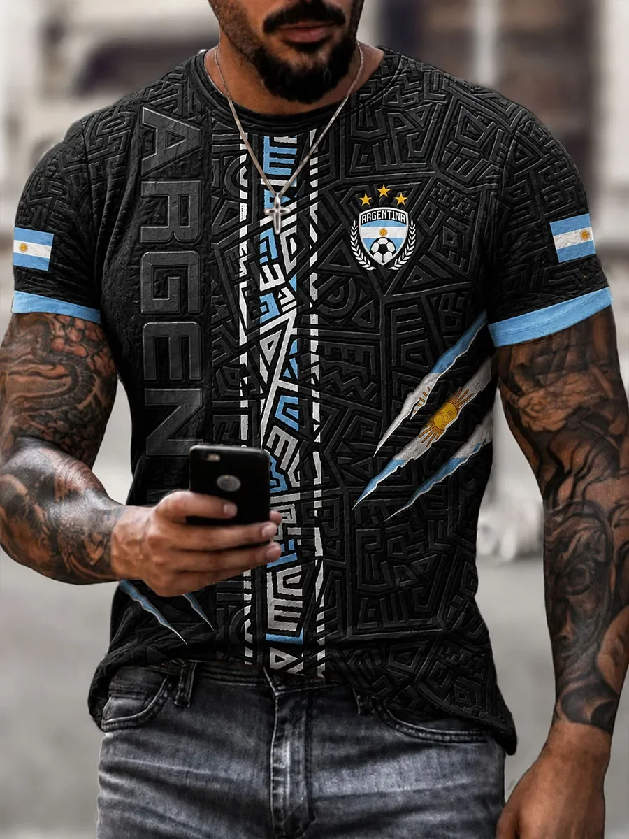 2026 Edition Argentine Fan Football Training T-Shirt - 3D Digital Printing - Comfortable and Breathable - Family Clothing