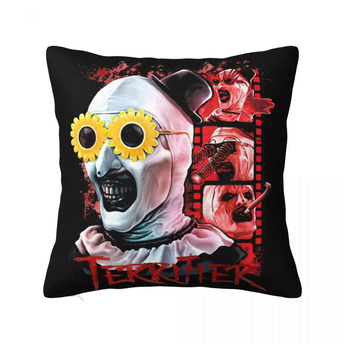 Halloween Horror Terrifier Film Pillowcase Printing Polyester Cushion Cover Decor Throw Pillow Case Cover Home Zippered 40*40cm