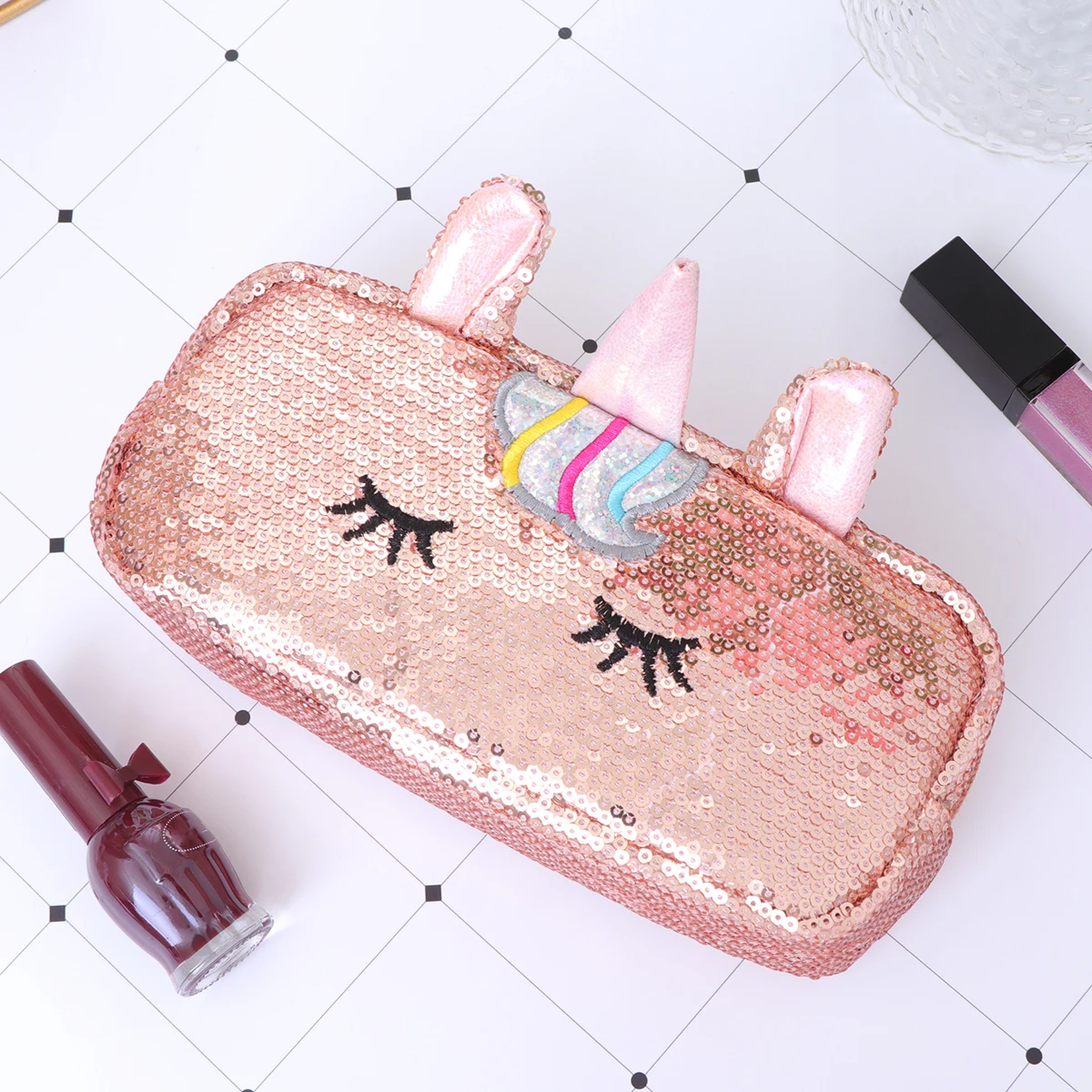 

Pencil Bag Unicorn Storage Bags Supplies Sequin Multifunction Pouch Men and Women